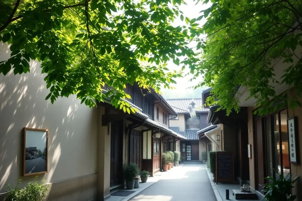 Quiet alley with traditional houses and greenery in ikseon dong