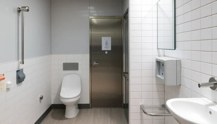 modern subway restroom in seoul featuring clean facilites