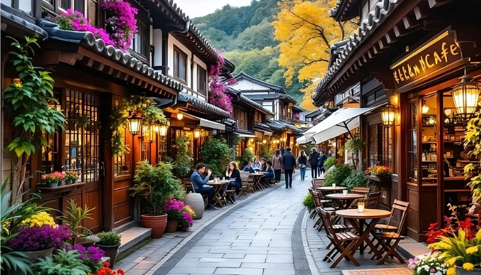 traditional hanok cafes in a vibrant ikseon dong street