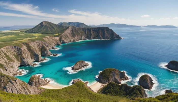 Aerial view of Jeju Islands coastline