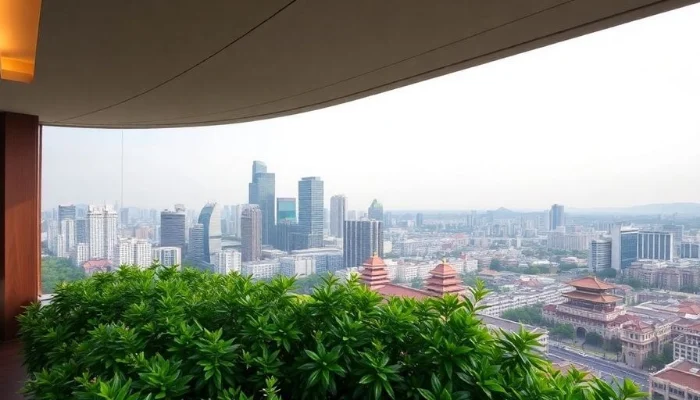 City skyline view from a luxury hotel in Seoul