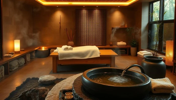 Korean spa room traditional body scrub