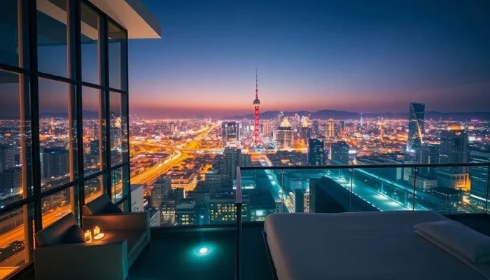 Night view of a luxury hotel in Seoul