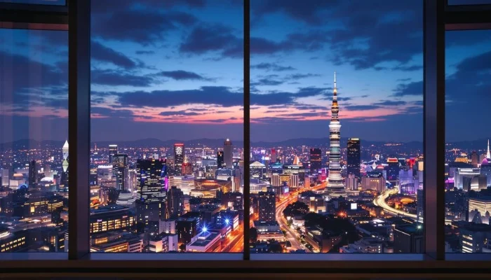 Panoramic view of Seoul skyline from a five star hotel