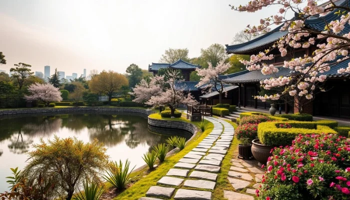 view of a tranquil garden in Seoul