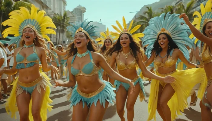 People dancing at a Rio Carnival street party