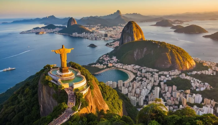 scenic view of Rio de Janeiro withChrist the Redeemer statue